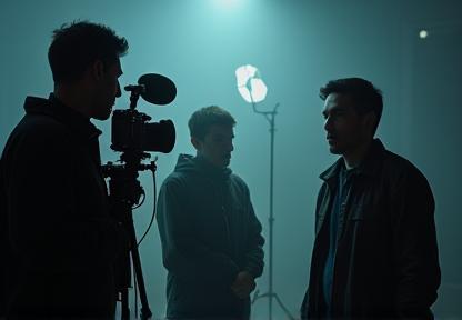 Fra kortfilmen 'Dialog' under innspilling